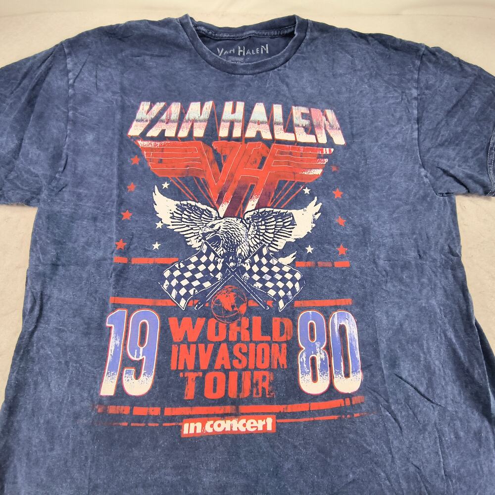 Van Halen Band Crew Neck Short Sleeve T-Shirt Mens Size Extra Large XL Blue